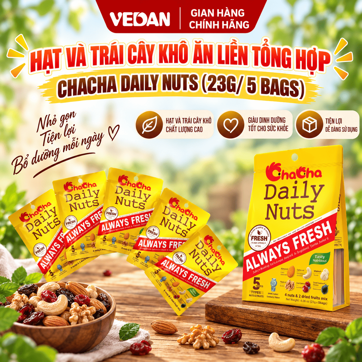 Hạt và trái cây khô ăn liền tổng hợp Chacha Daily nuts