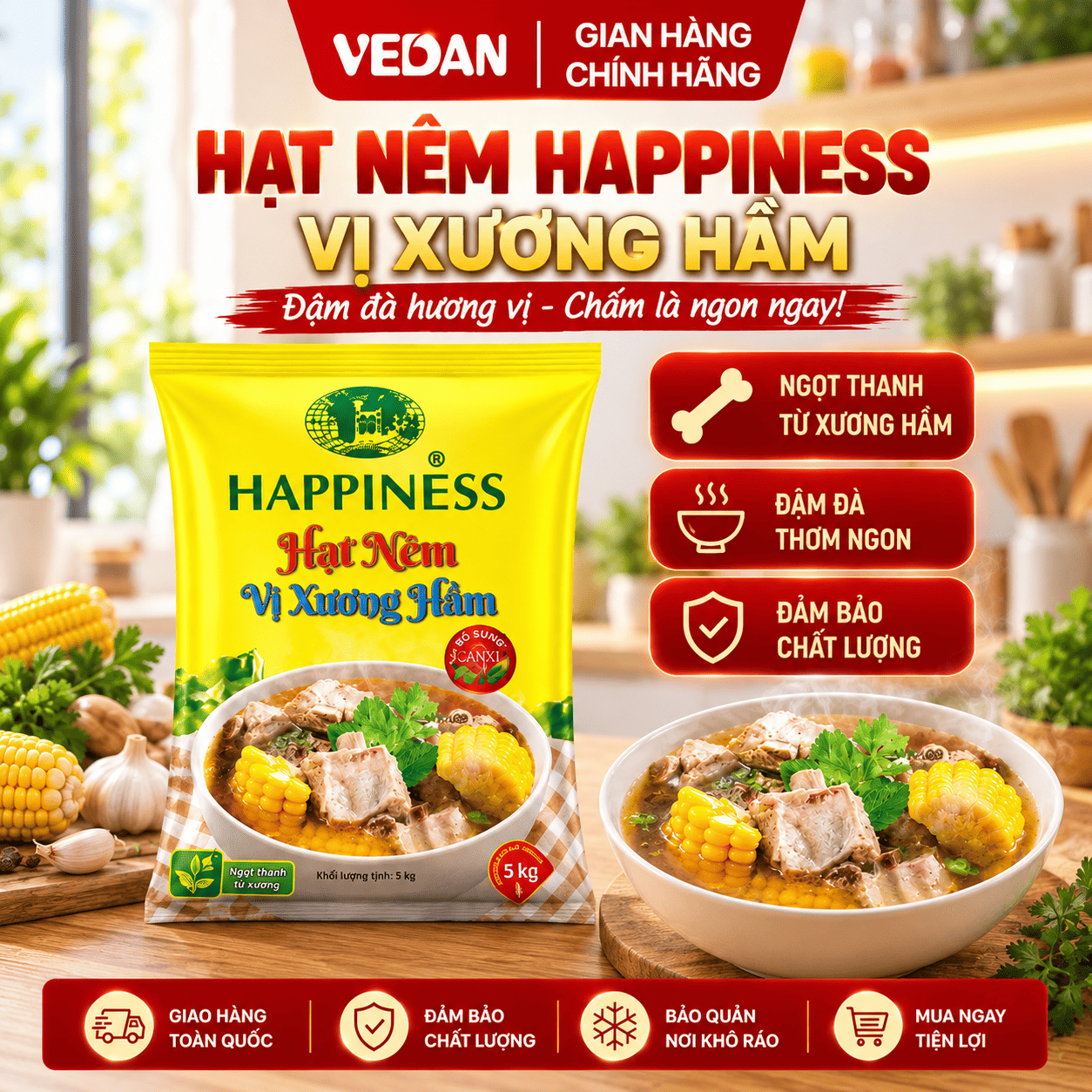 VEDAN Hạt Nêm Xương Hầm Happiness