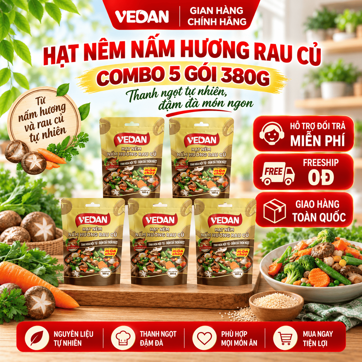 Hạt Nêm Nấm Hương Rau Củ Vedan
