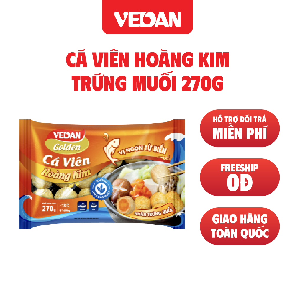 VEDAN Golden Cá viên hoàng kim - Nhân trứng muối 270g