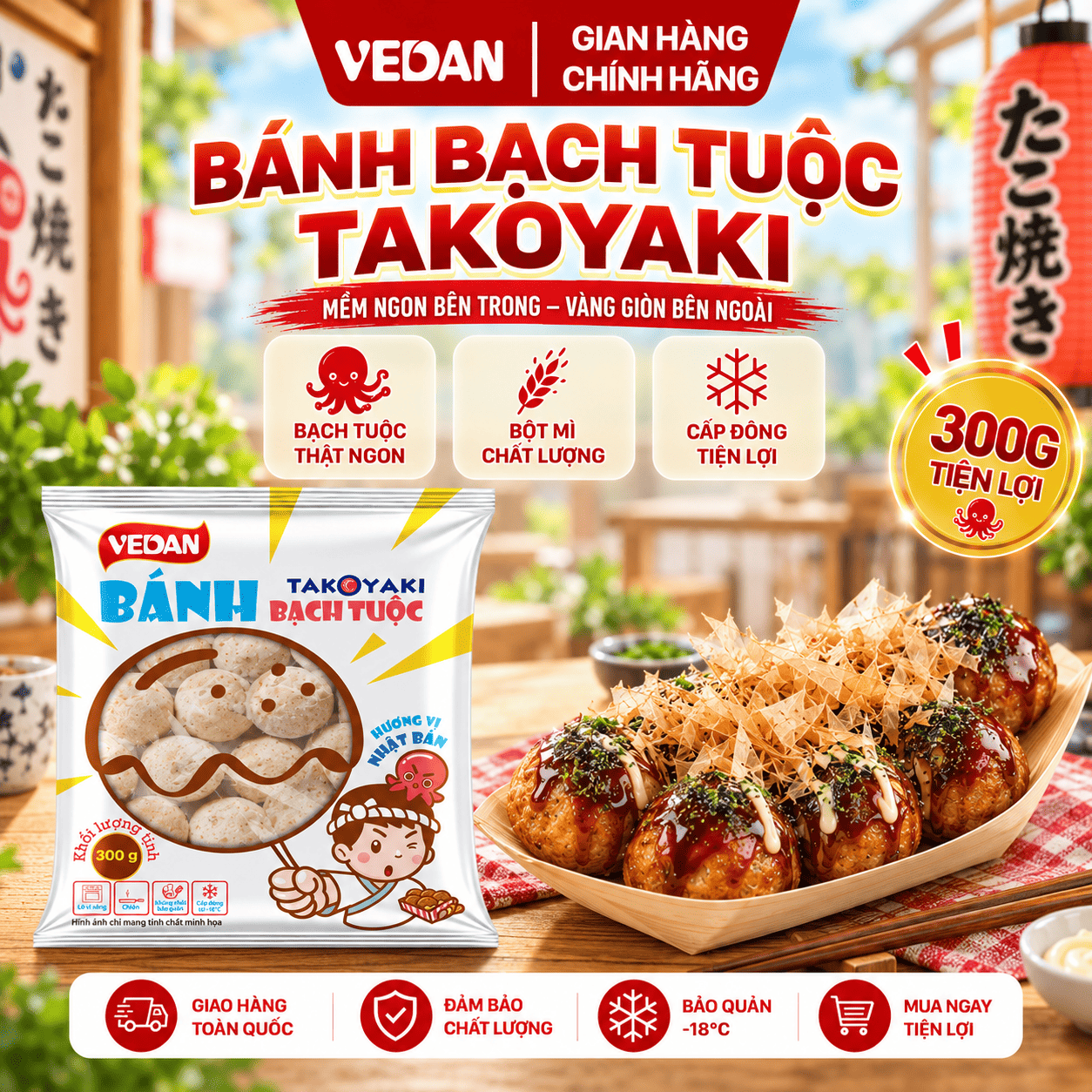 VEDAN Bánh bạch tuộc (Takoyaki) 300g