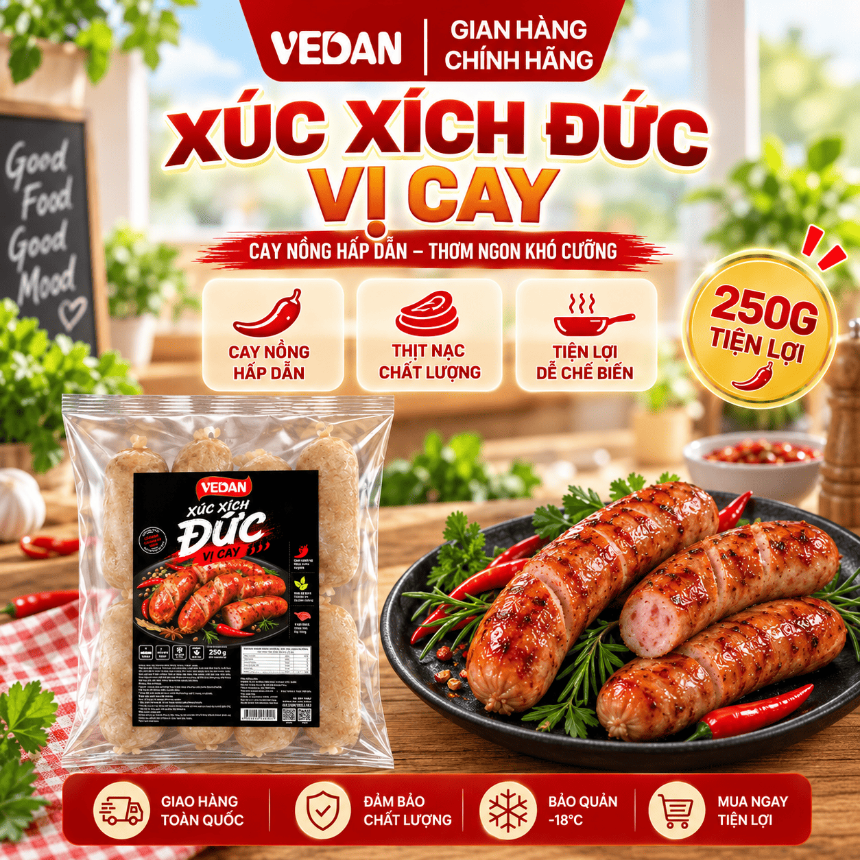 Vedan xúc xích đức vị cay