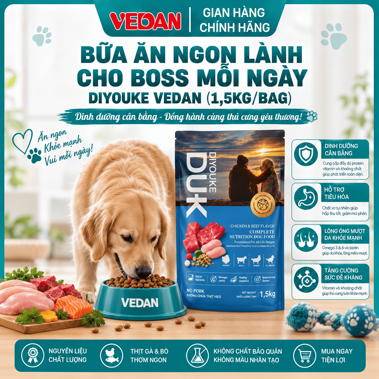 Thức Ăn Cho Chó Vị Gà & Bò - DIYOUKE VEDAN