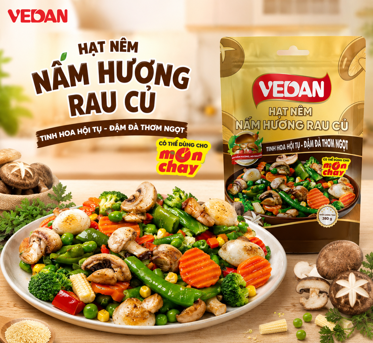 Hạt Nêm Nấm Hương Rau Củ Vedan
