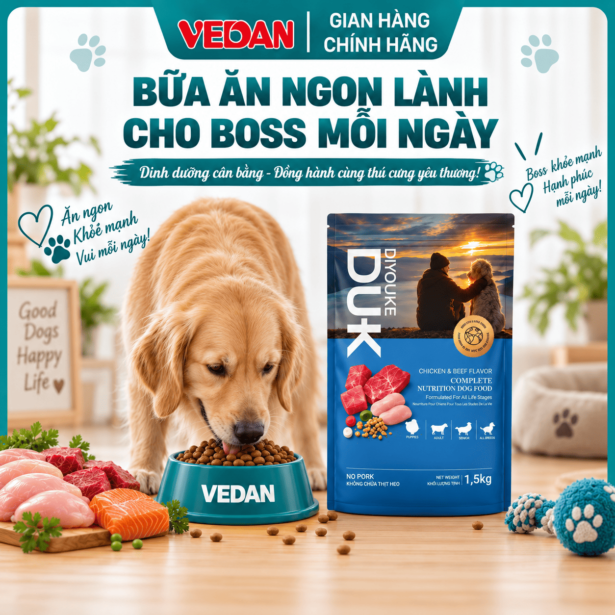 Thức Ăn Cho Chó Vị Gà & Bò - DIYOUKE VEDAN
