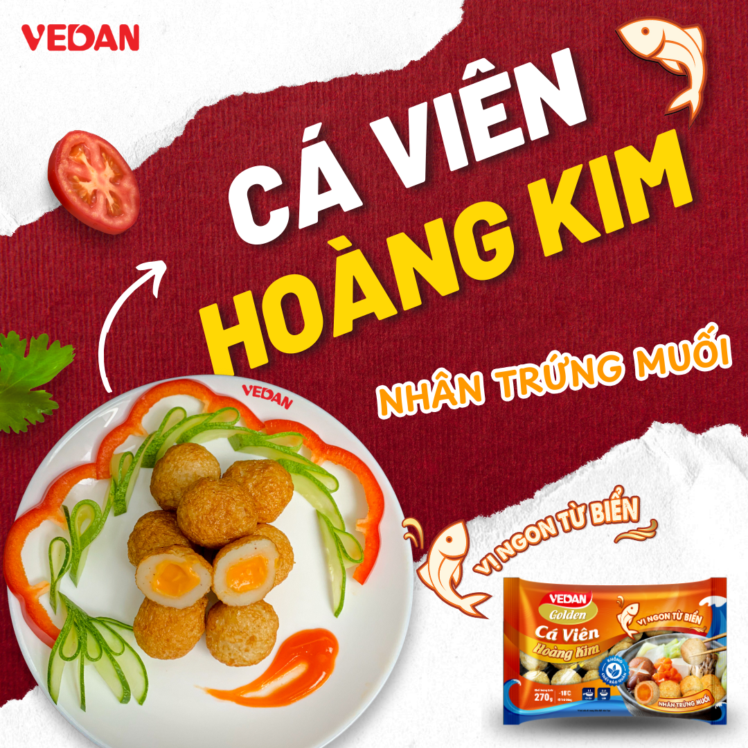 VEDAN Golden Cá viên hoàng kim - Nhân trứng muối 500g
