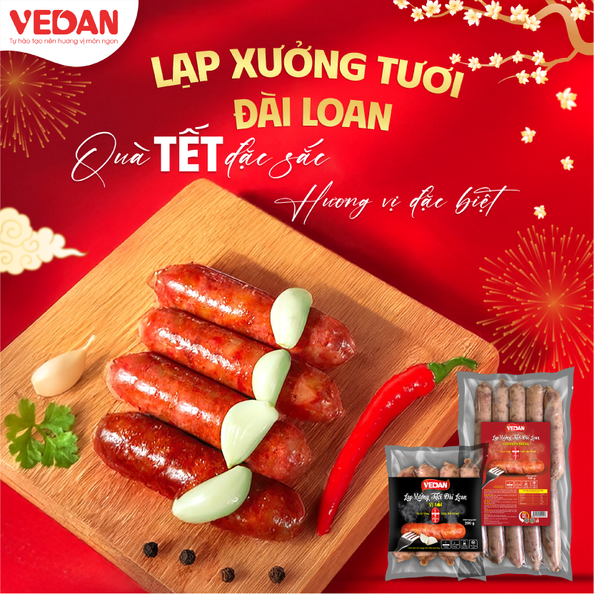 VEDAN Lạp xưởng tươi Đài Loan vị tỏi 200g